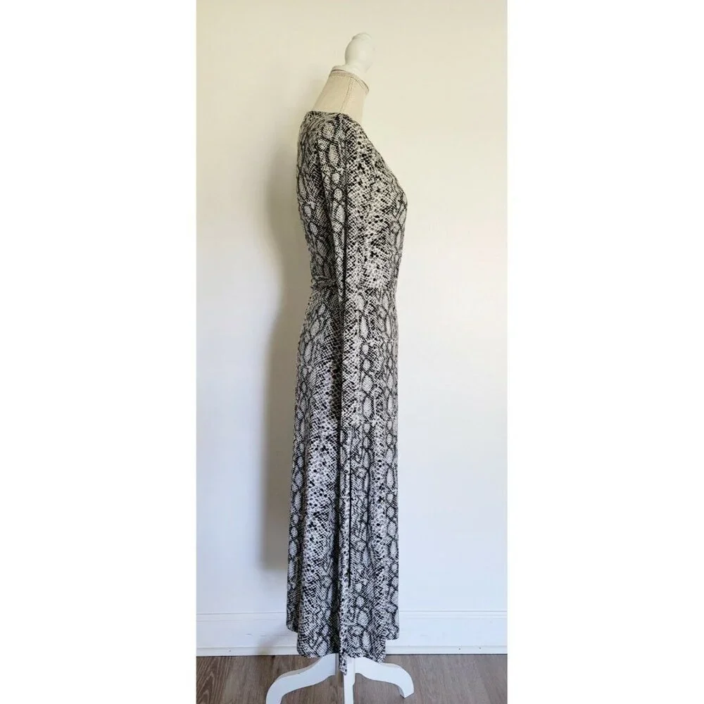 Good American Black White Python Runaround Midi Maxi Wrap Snakeskin Dress Small - Picture 6 of 13